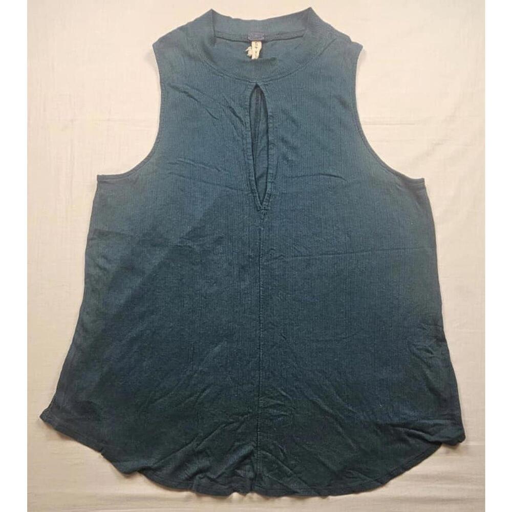 We The Free People Faye Teal Cut Out‎ Ribbed Tank Size Medium